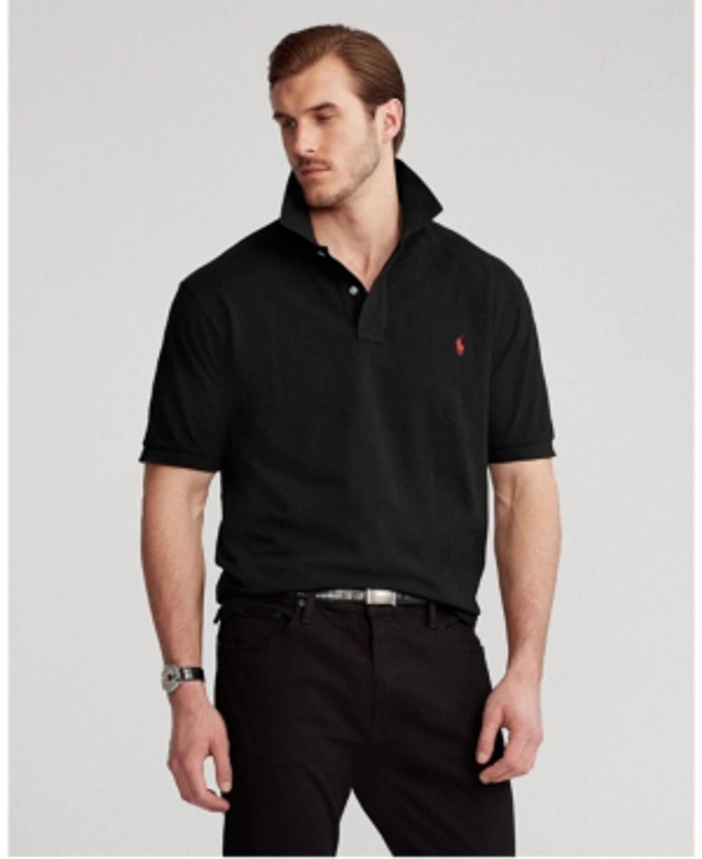 POLO RALPH LAUREN Men's Big & Tall Classic-fit Cotton Mesh Polo In Black Product Image