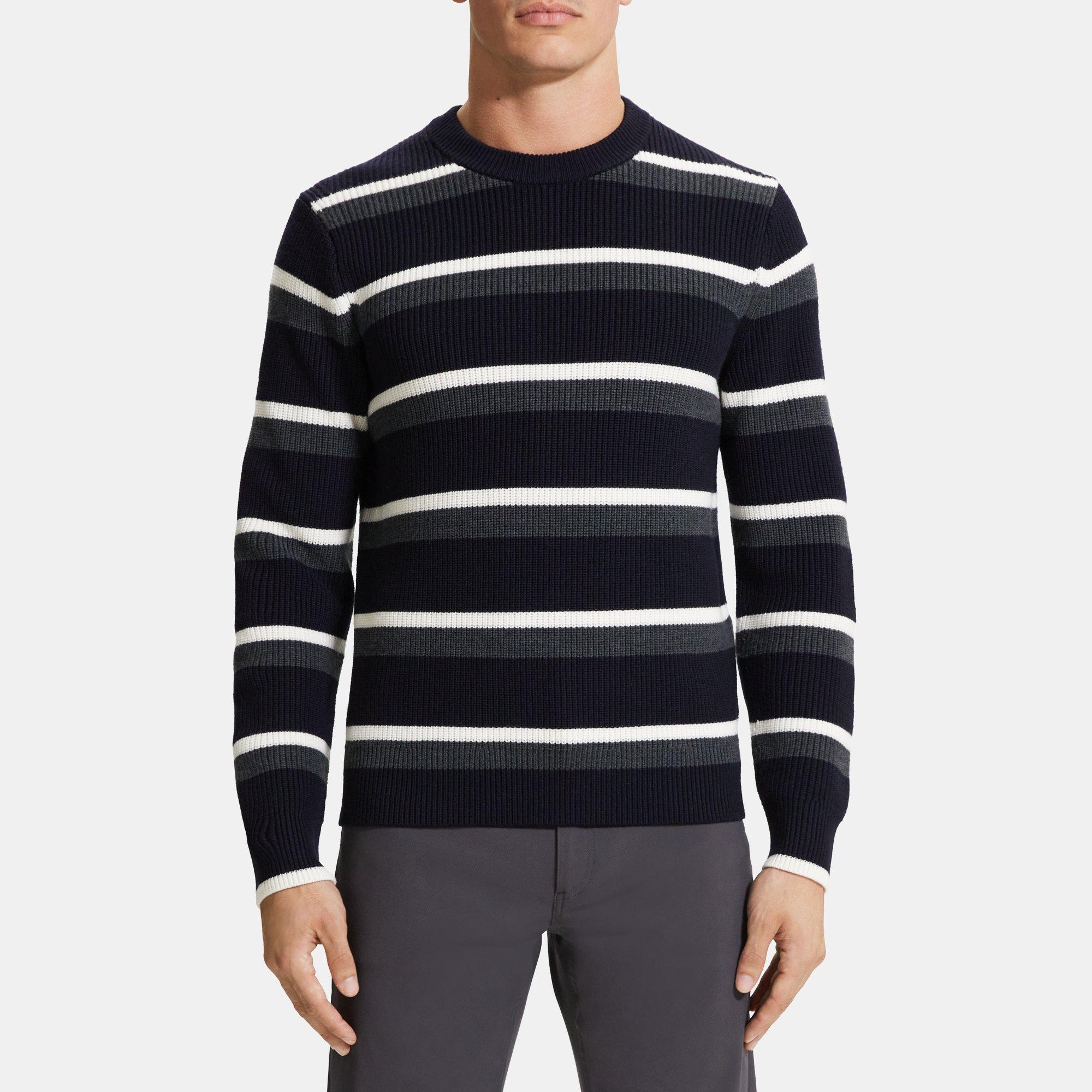 Merino Wool Striped Crewneck Sweater | Theory Outlet Product Image