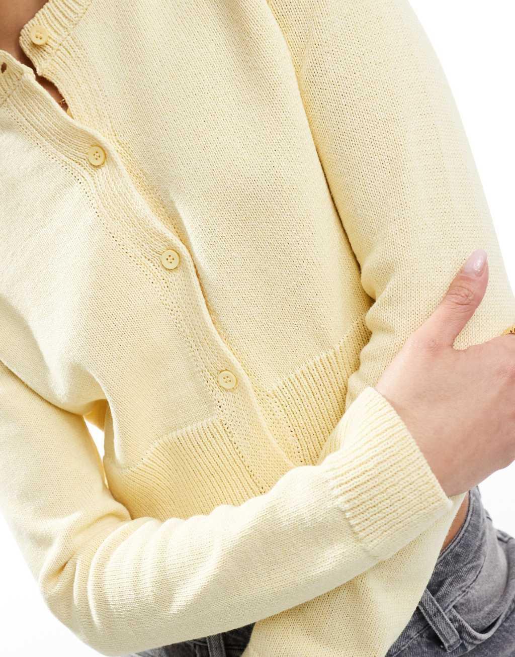 ASOS DESIGN neat fit cardigan in buttermilk Product Image