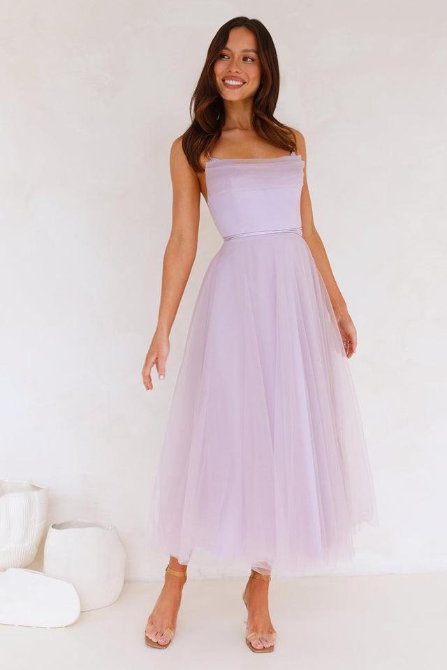 Signal My Way Tulle Midi Dress Lilac Product Image