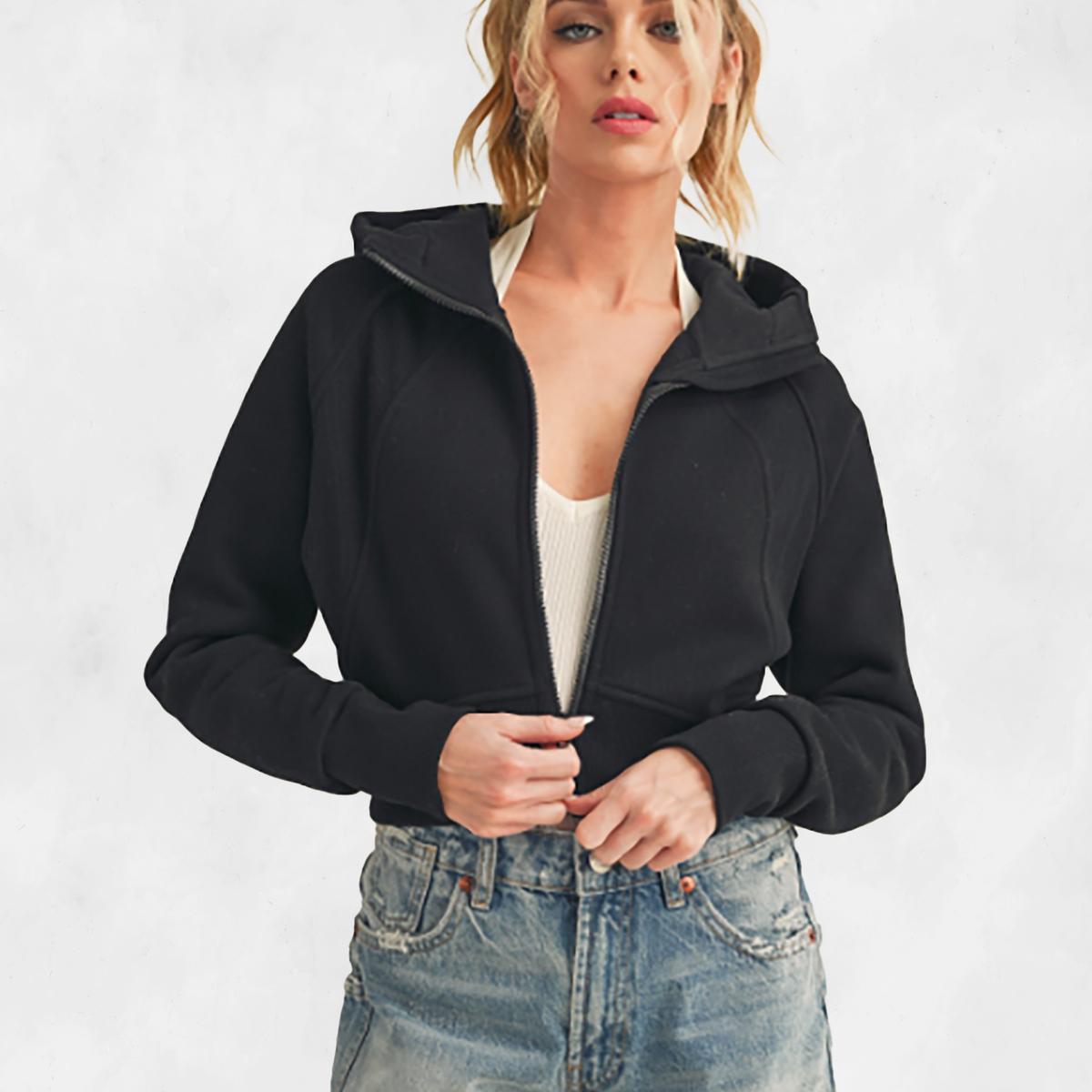 AEMI+CO Deva Cropped Hooded Jacket Product Image