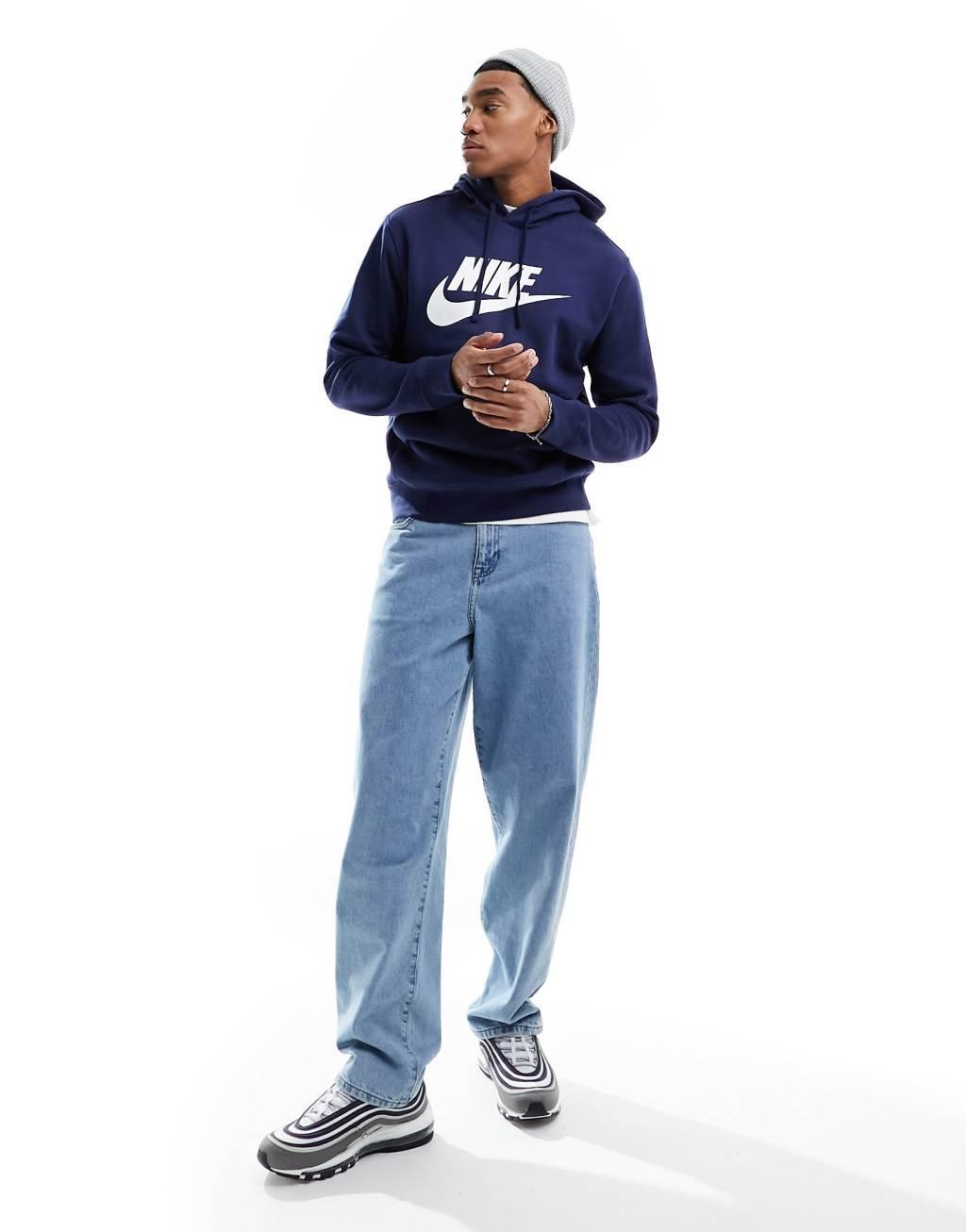 Nike Club logo hoodie in navy Product Image