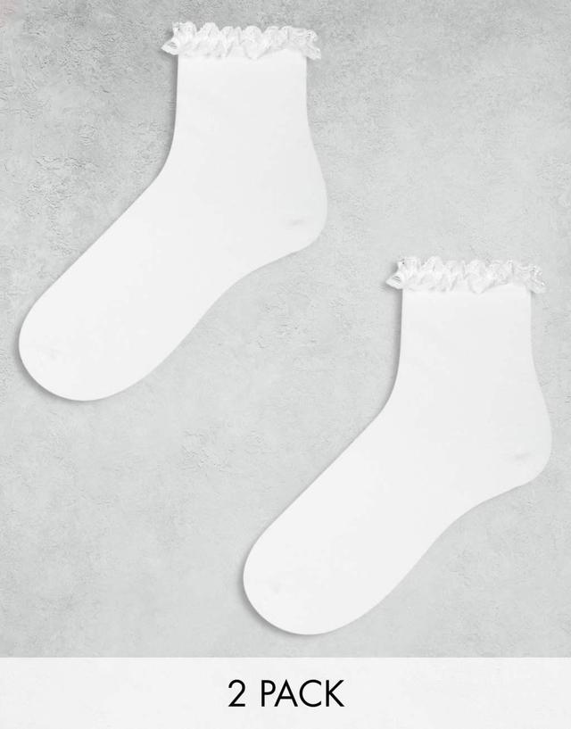 ASOS DESIGN 2 pack frill ankle socks Product Image