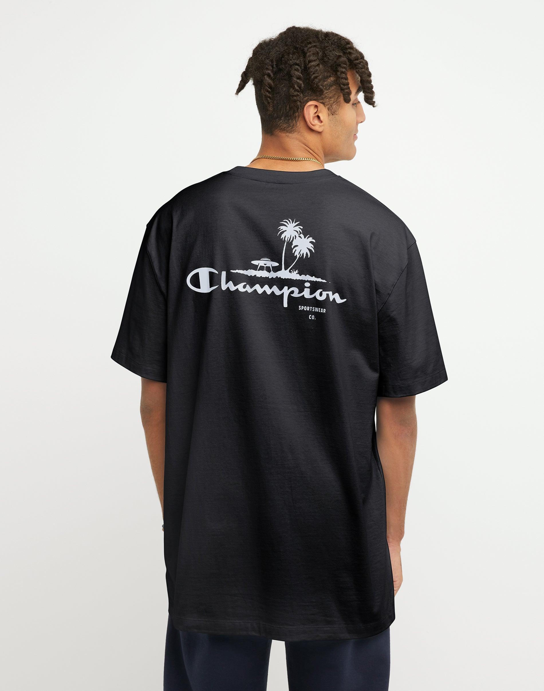 Mens Champion Classic T-Shirt, Beach Graphic (Big & Tall) Black LT Product Image