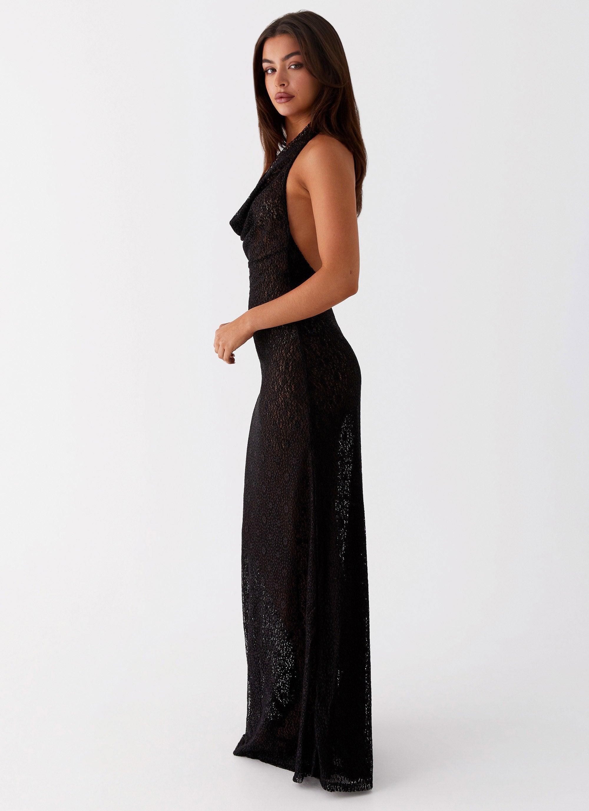 Tempest Cowl Neck Maxi Dress - Black Product Image