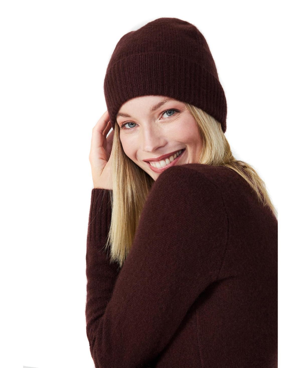 Style Republic 100% Pure Cashmere Womens Ribbed Cuff Beanie Product Image