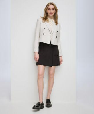 Calvin Klein Womens Double Breasted Tweed Blazer Asymmetric Waist Skort Product Image