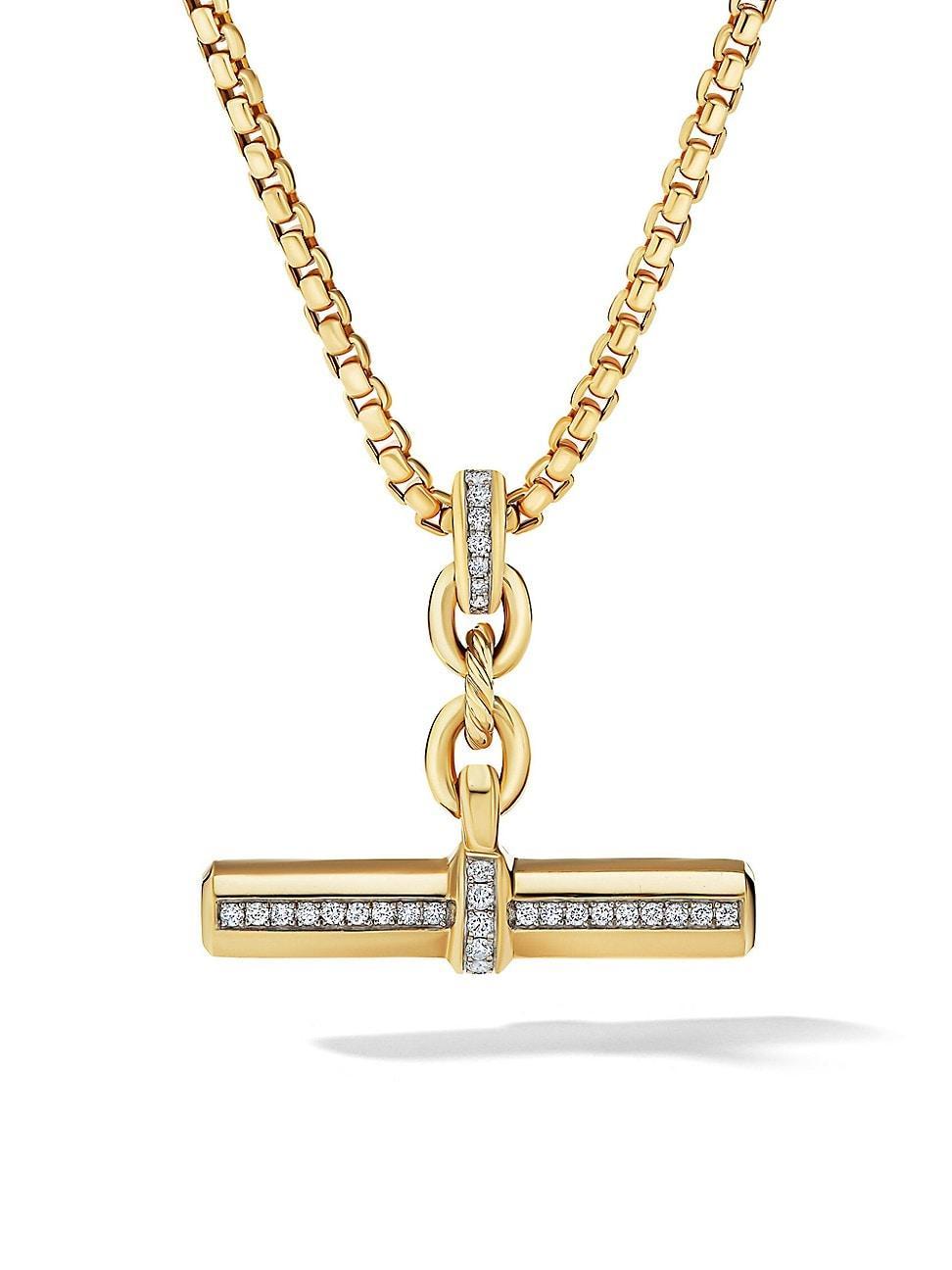 Womens Lexington E/W Barrel Pendant in 18K Yellow Gold with Pav Diamonds Product Image