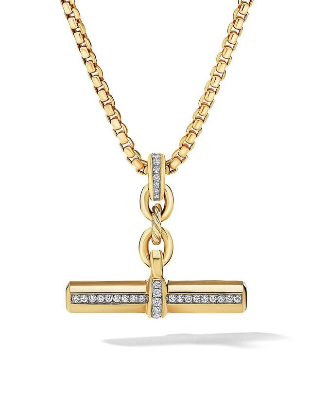 Womens Lexington E/W Barrel Pendant in 18K Yellow Gold with Pav Diamonds Product Image