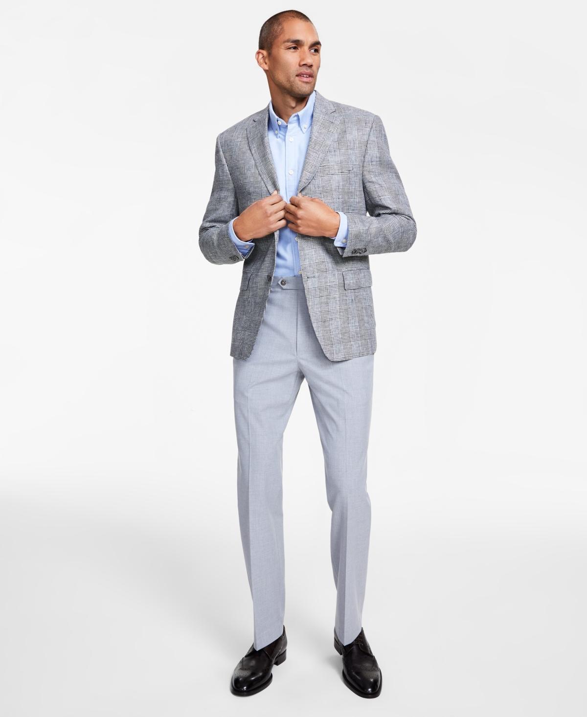 Michael Kors Mens Classic-Fit Linen Plaid Sport Coat - Black Product Image