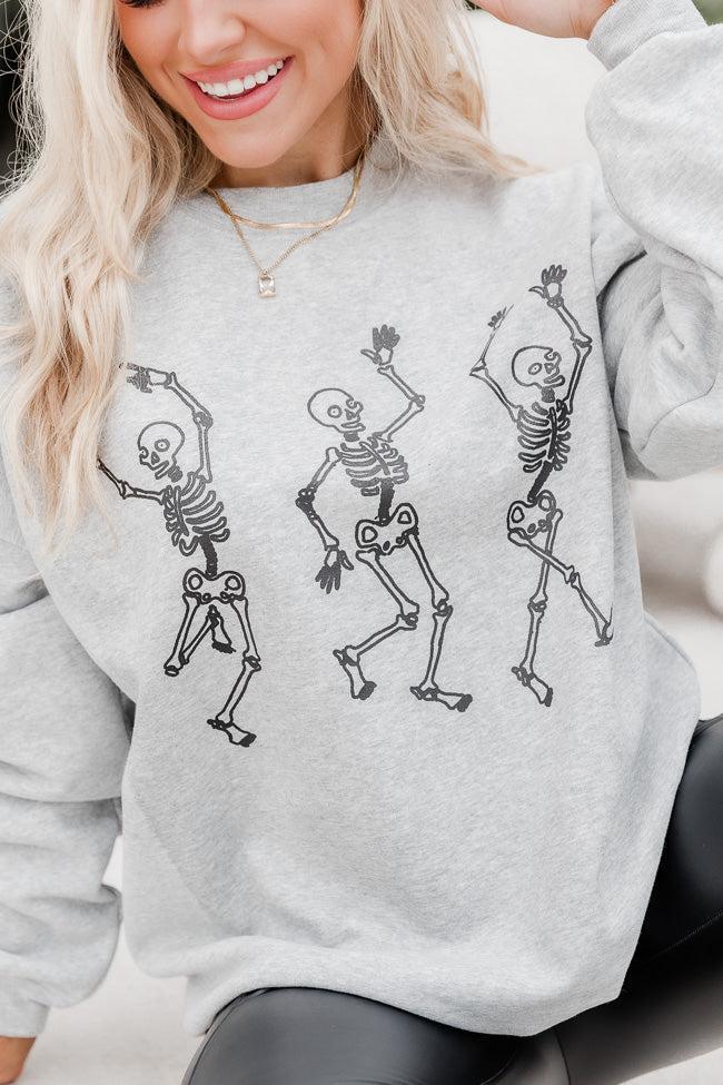 Skeletons Dancing Grey Oversized Graphic Sweatshirt Product Image