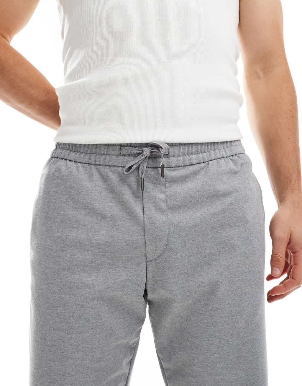 Jack & Jones drawstring tapered pants in heather gray  Product Image