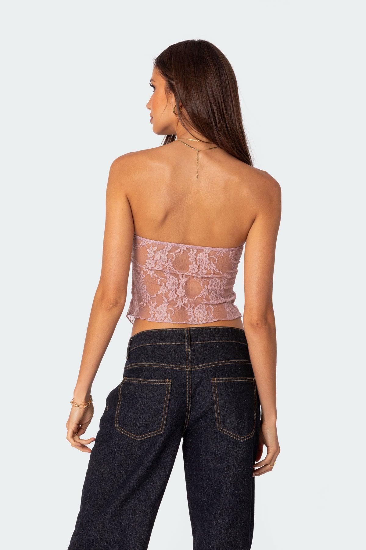 Twilight Sheer Lace Split Front Top Product Image