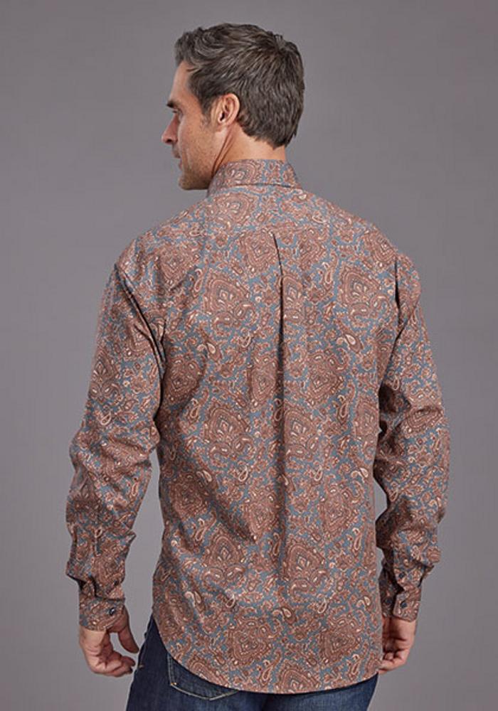 Stetson® Men's L/S Copper Brown/Grey Paisley Print Shirt Product Image