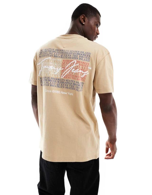 Tommy Jeans vintage graphic back print T-shirt in beige Product Image