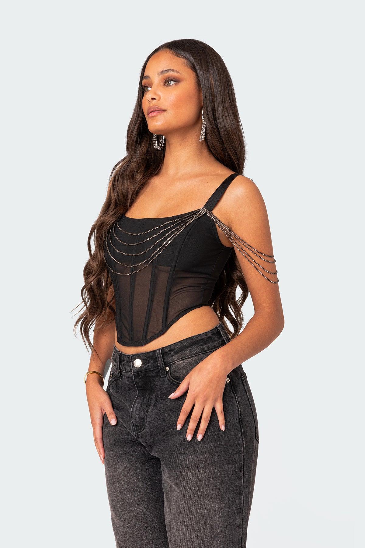 Norah Draped Rhinestone Corset Product Image