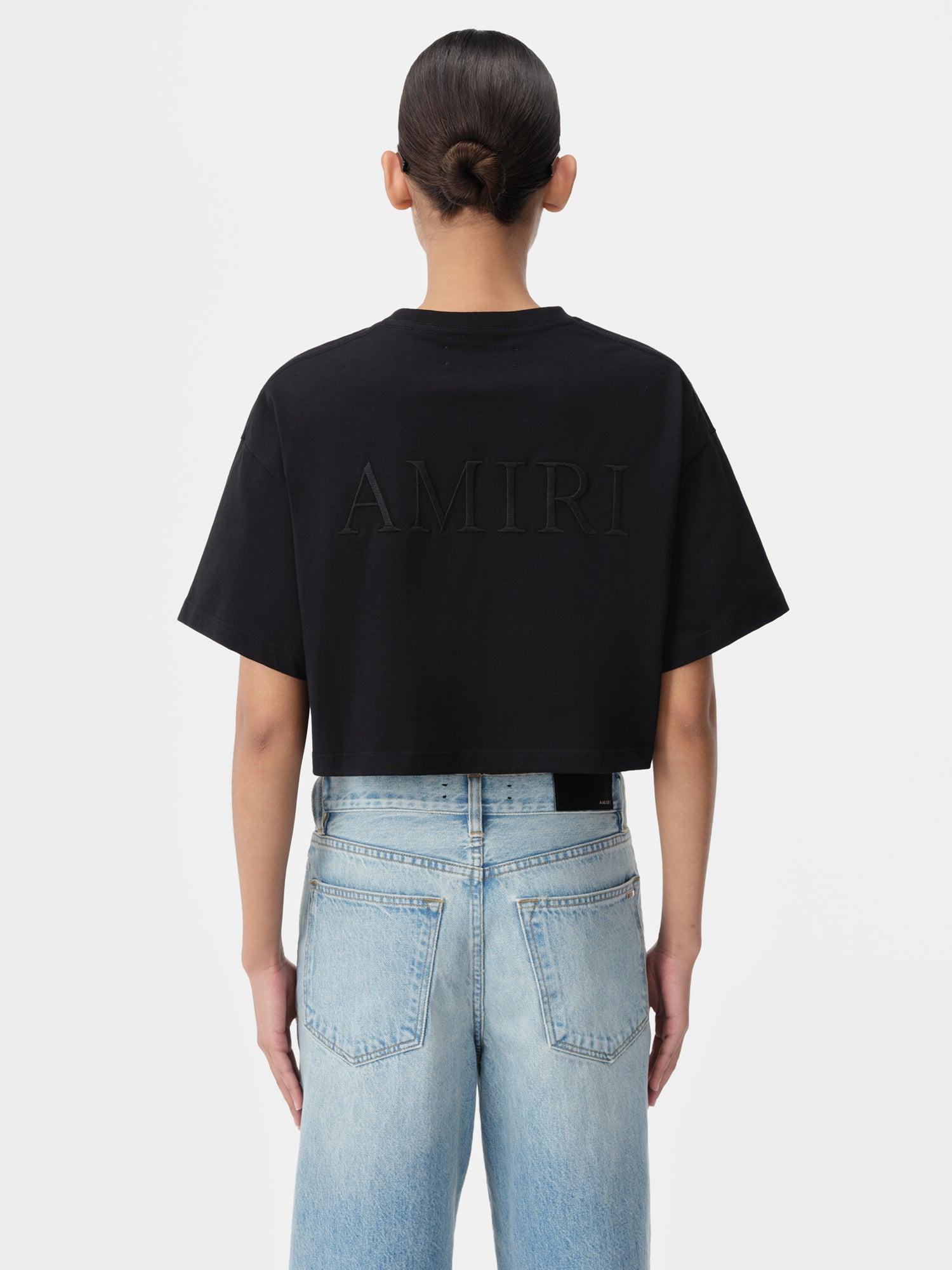 WOMEN - WOMEN'S AMIRI EMBROIDERED CROPPED TEE - Black Female Product Image