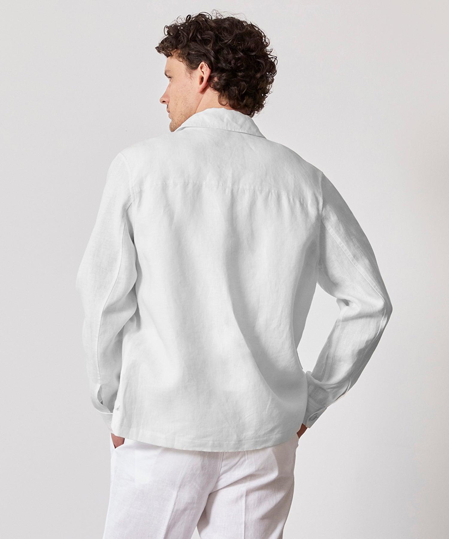 Irish Linen Field Jacket in White Product Image