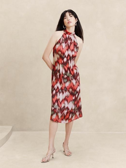 Silky Twill Halter Midi Dress Product Image