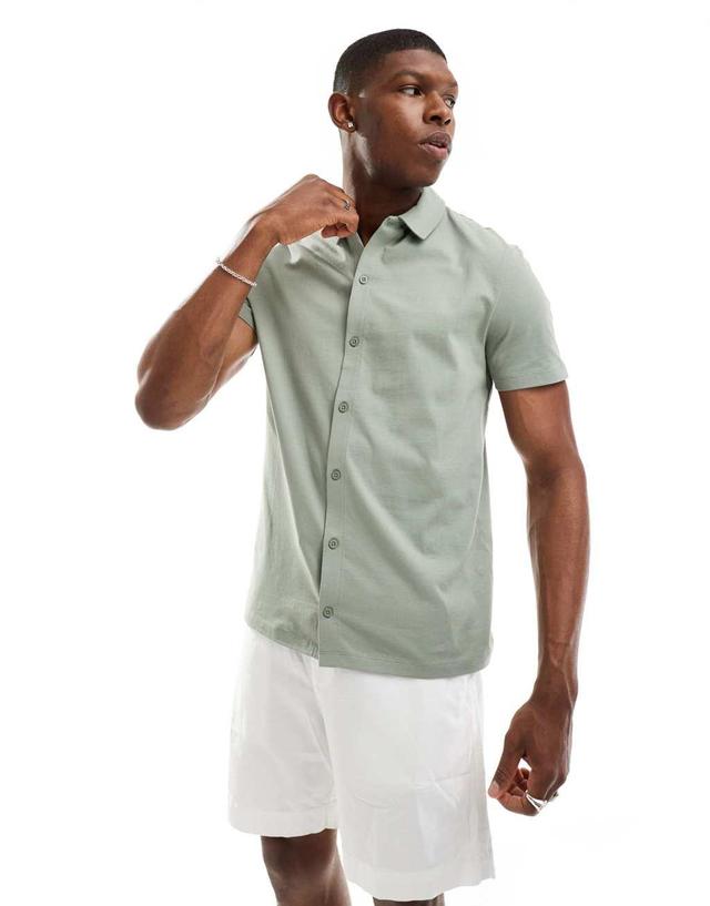 ASOS DESIGN jersey shirt in mid green Product Image