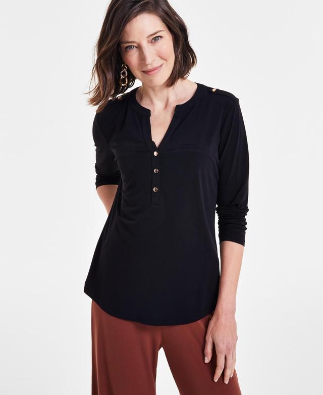 I.n.c. International Concepts Womens V-Neck Long-Sleeve Top, Created for Macys Product Image