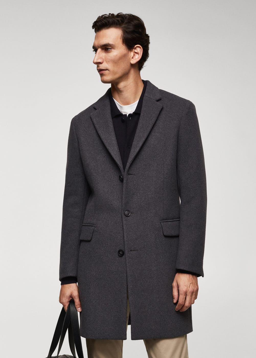 MANGO MAN - Long recycled wool coat greyMen Product Image