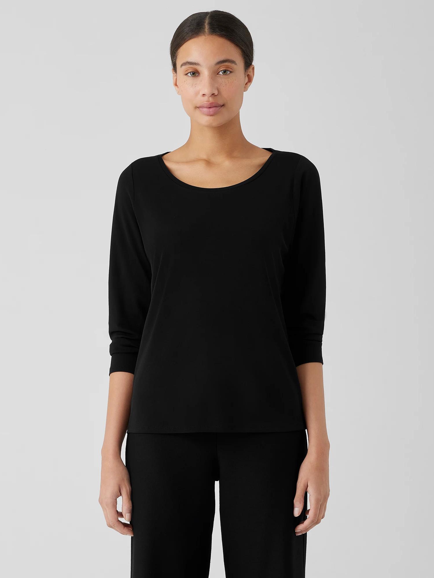 EILEEN FISHER Stretch Silk Jersey Scoop Neck Topfemale Product Image