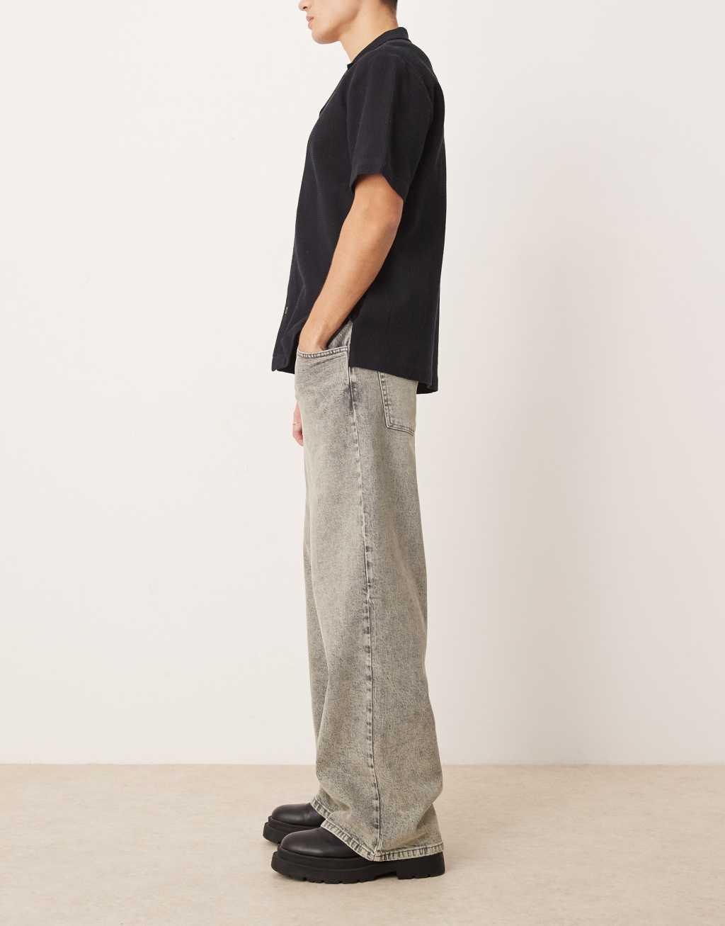 ASOS DESIGN super baggy jeans in gray with green tint Product Image