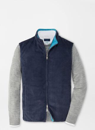 Peter Millar Mens Chateau Sky Reversible Suede Vest | Color: Dark Riviera Blue | Size: XL Product Image