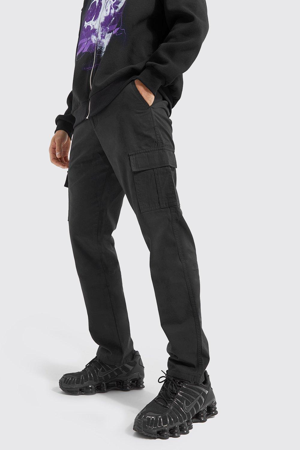 Elasticated Waist Straight Leg Twill Cargo Pants | boohooMAN USA product image