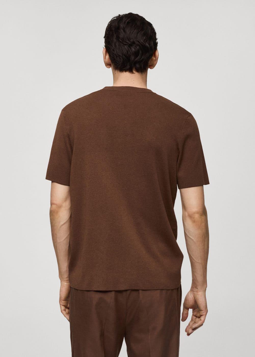 MANGO MAN - Knit cotton T-shirt chocolateMen Product Image