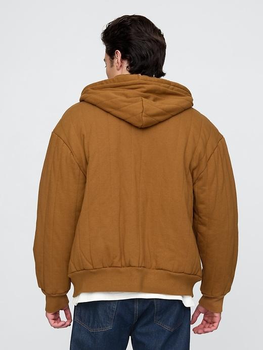 Waffle-Lined Quilted Zip Hoodie Product Image