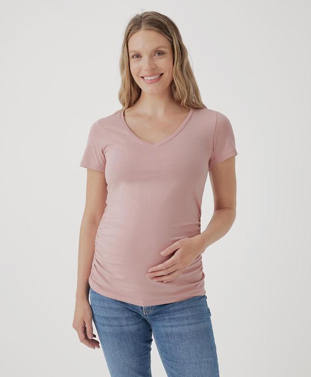 Womens Maternity Ruched V-Neck Tee XL Product Image