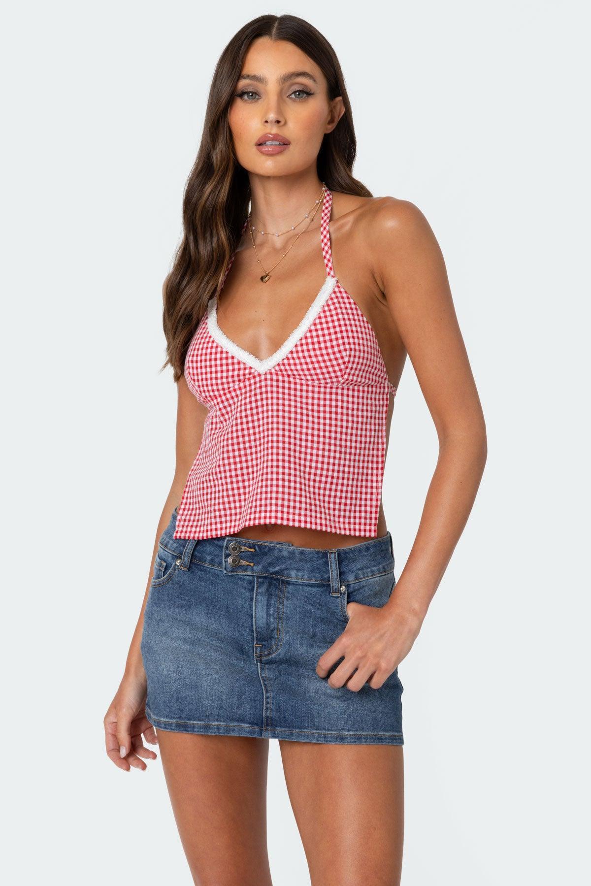 Charmaine Open Back Gingham Top Product Image