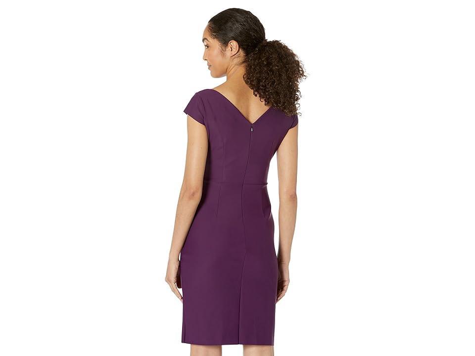 Alex Evenings Short Sheath Dress with Surplice Neckline and Cascade Skirt Detail (Summer Plum) Women's Evening Product Image