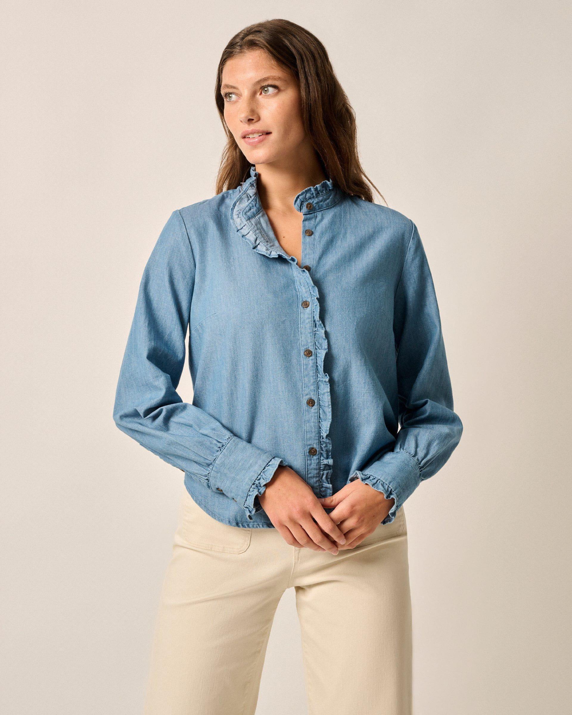 Layla Ruffled Chambray Blouse Female Product Image