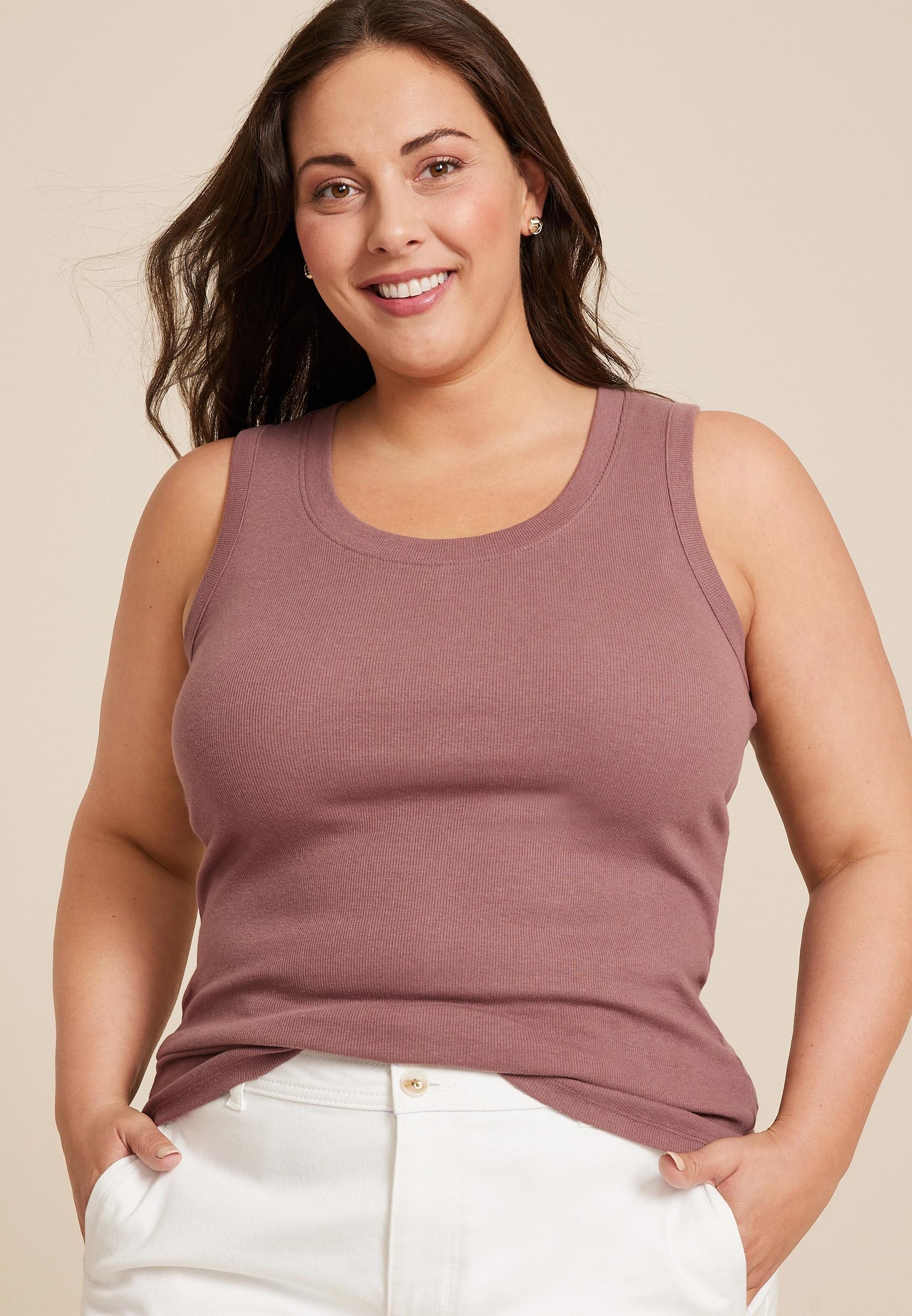 Maurices 2X Plus Size Womens 24/7 U Line Tank Top Pink Product Image