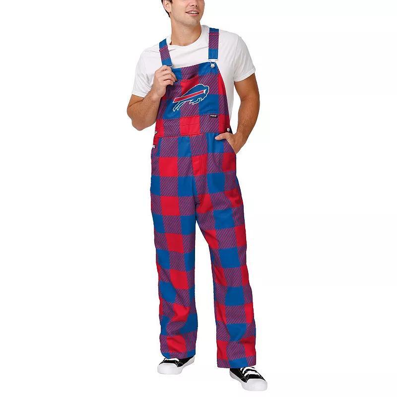 Mens FOCO Royal Buffalo Bills Big Logo Plaid Overalls Product Image