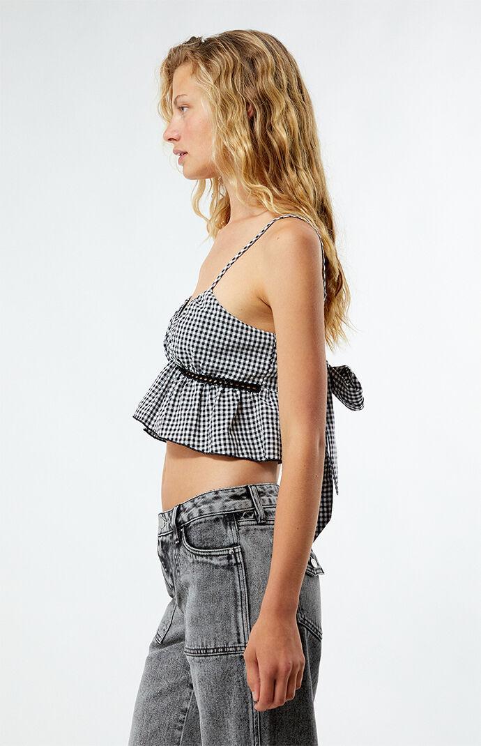 Women's Gingham Babydoll Tie Top Product Image