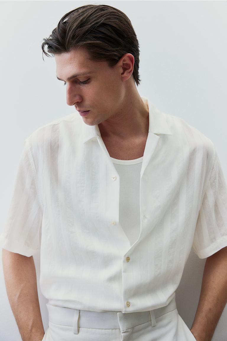 Regular Fit Textured-weave Resort Shirt Product Image