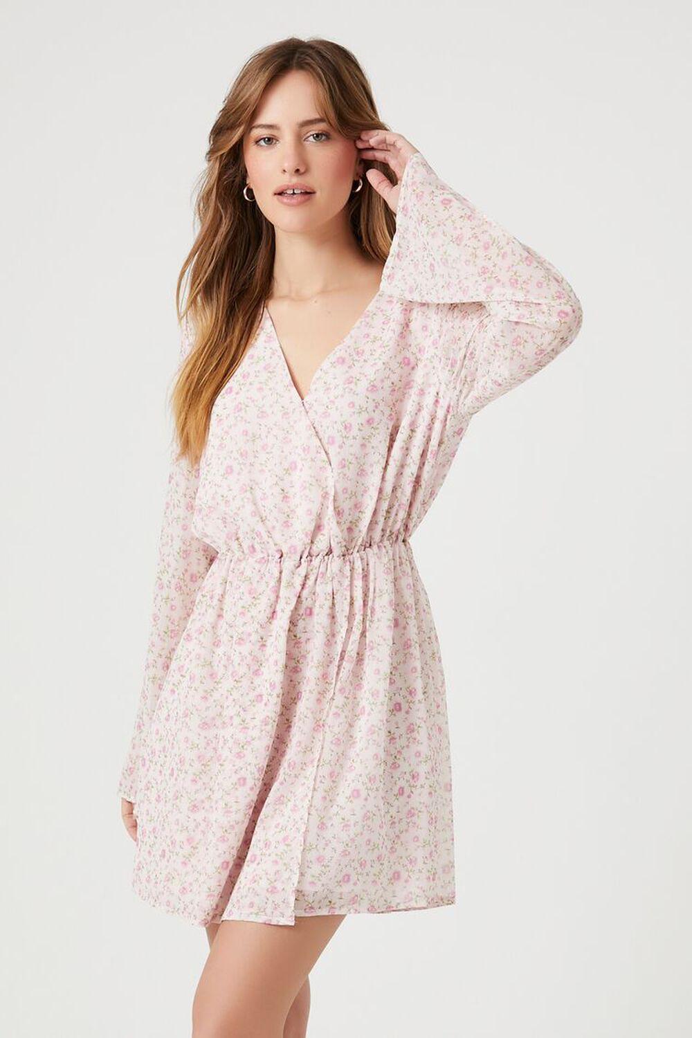 Chiffon Floral Bell-Sleeve Dress | Forever 21 Product Image