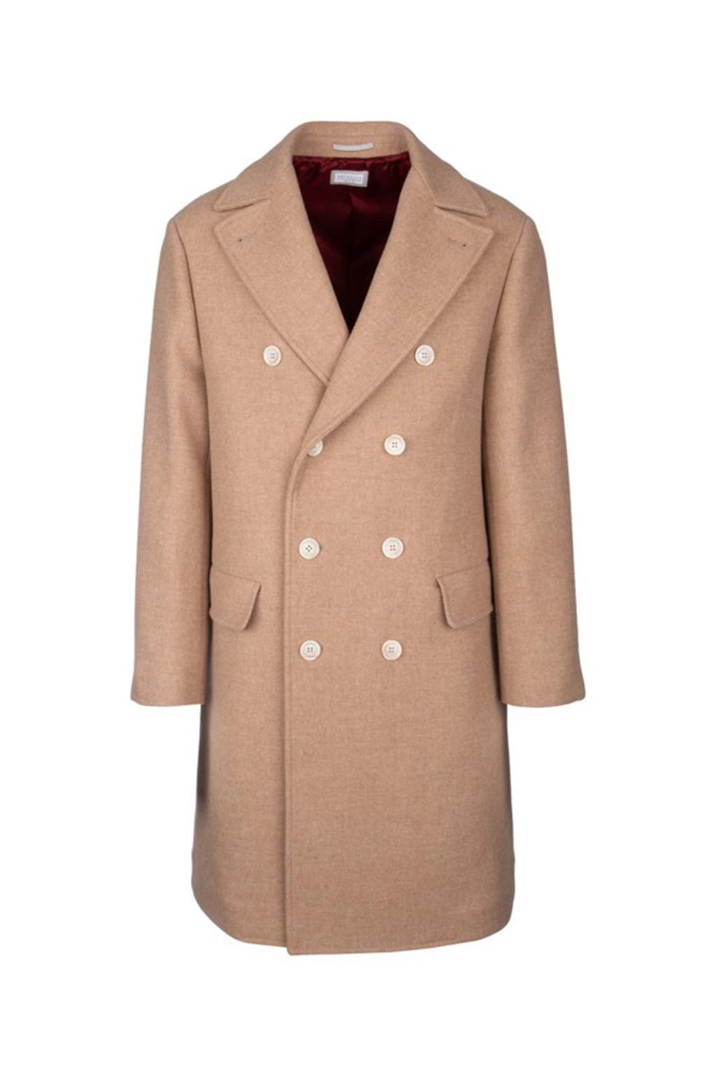 Straight Shoulder Double Breasted Coat In Camelchiarosabbia product image