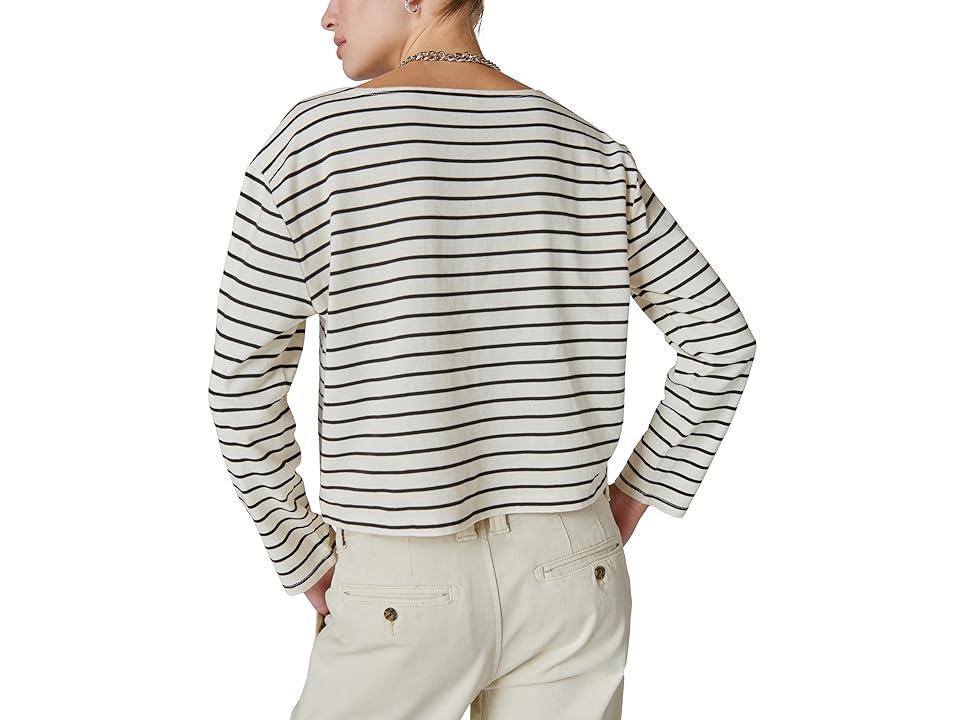 Lucky Brand Breton Long Sleeve Tee (Cream/Black) Women's Clothing Product Image