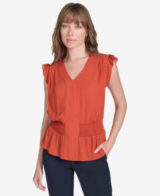 Women's Smocked Peplum Blouse Product Image