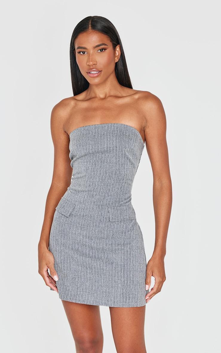 Grey Twill Bandeau Shift Dress Product Image