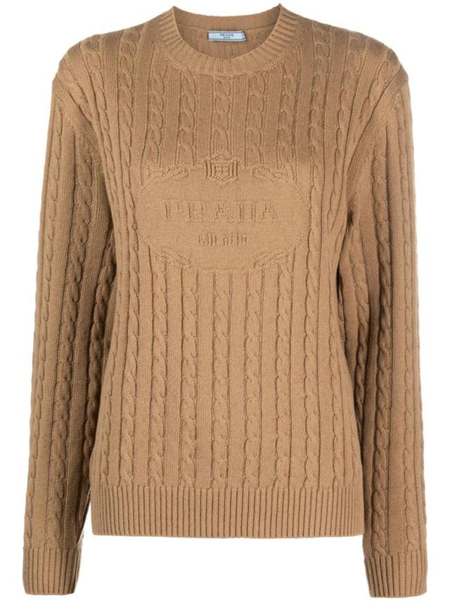 Logo-knit Cashmere Sweater In Brown Product Image