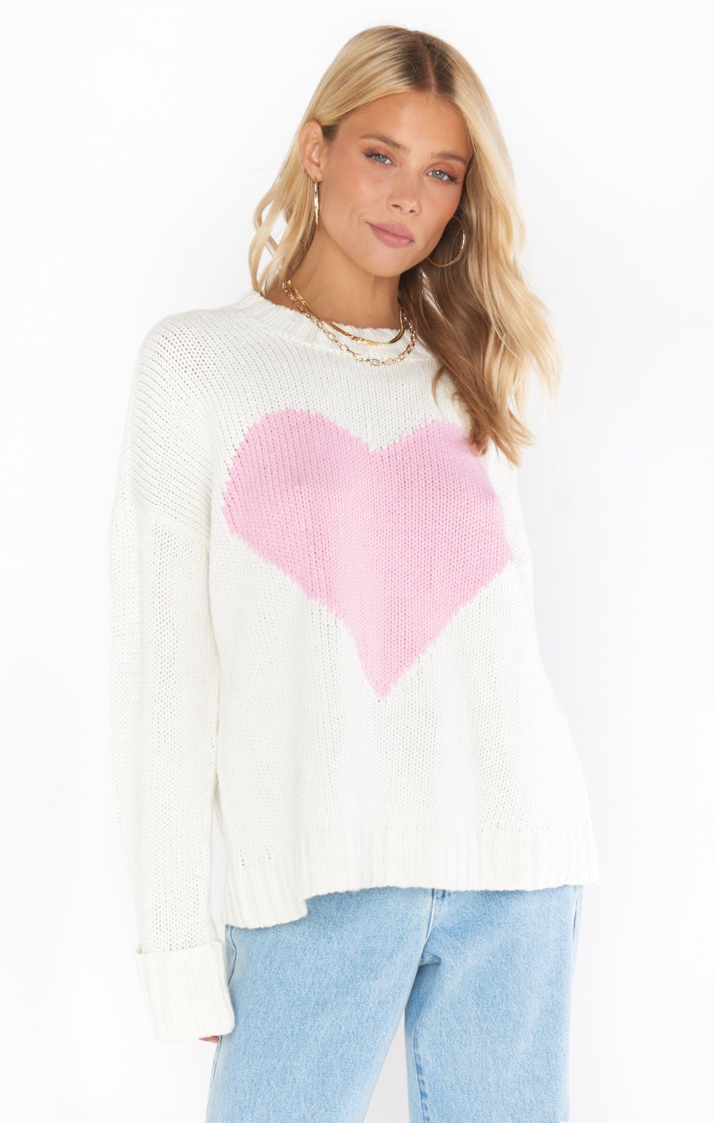 Sweetheart Sweater ~ Pink Heart Knit Product Image