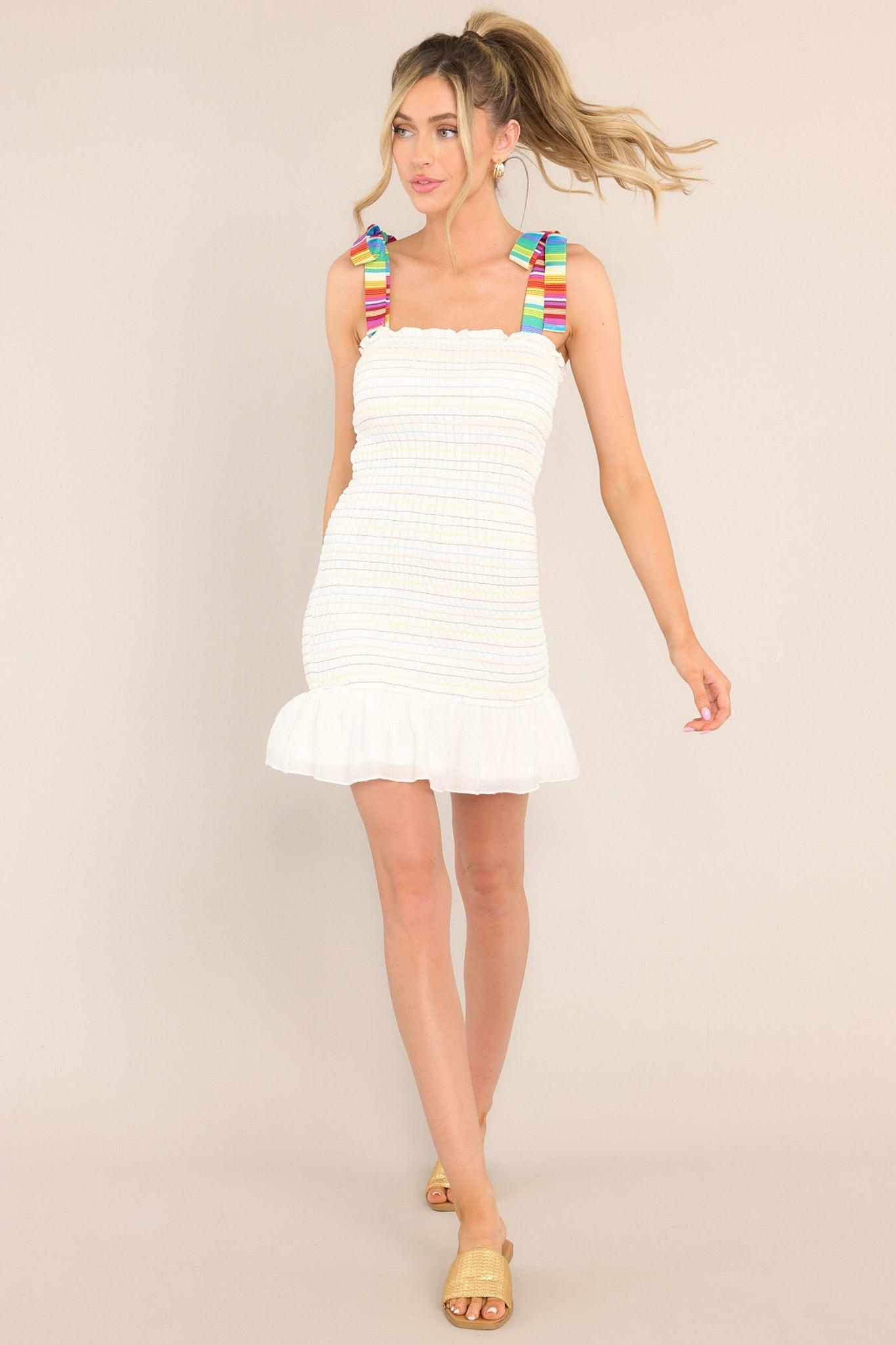 Brilliant Connection White Multi Striped Dress Product Image