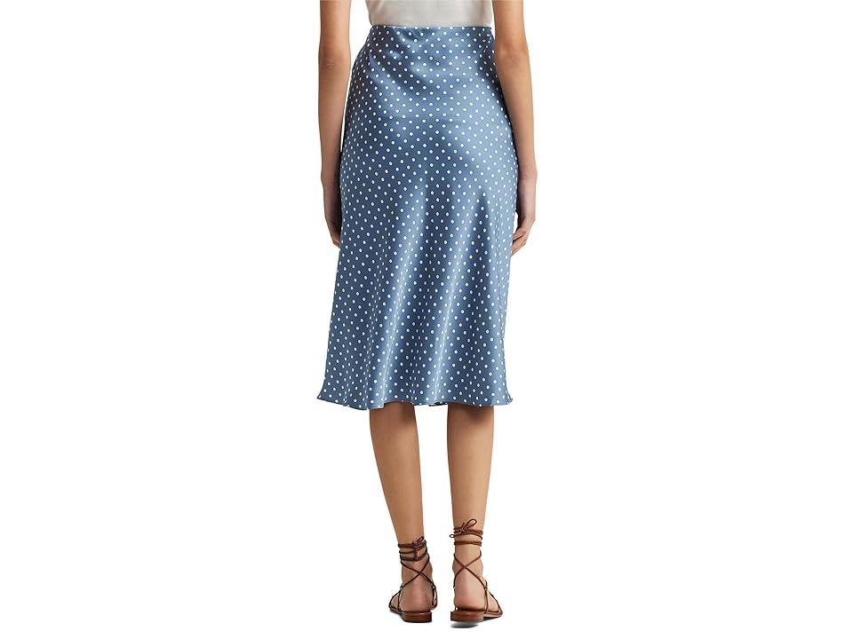 LAUREN Ralph Lauren Polka-Dot Satin Charmeuse Midi Skirt Cream) Women's Skirt Product Image