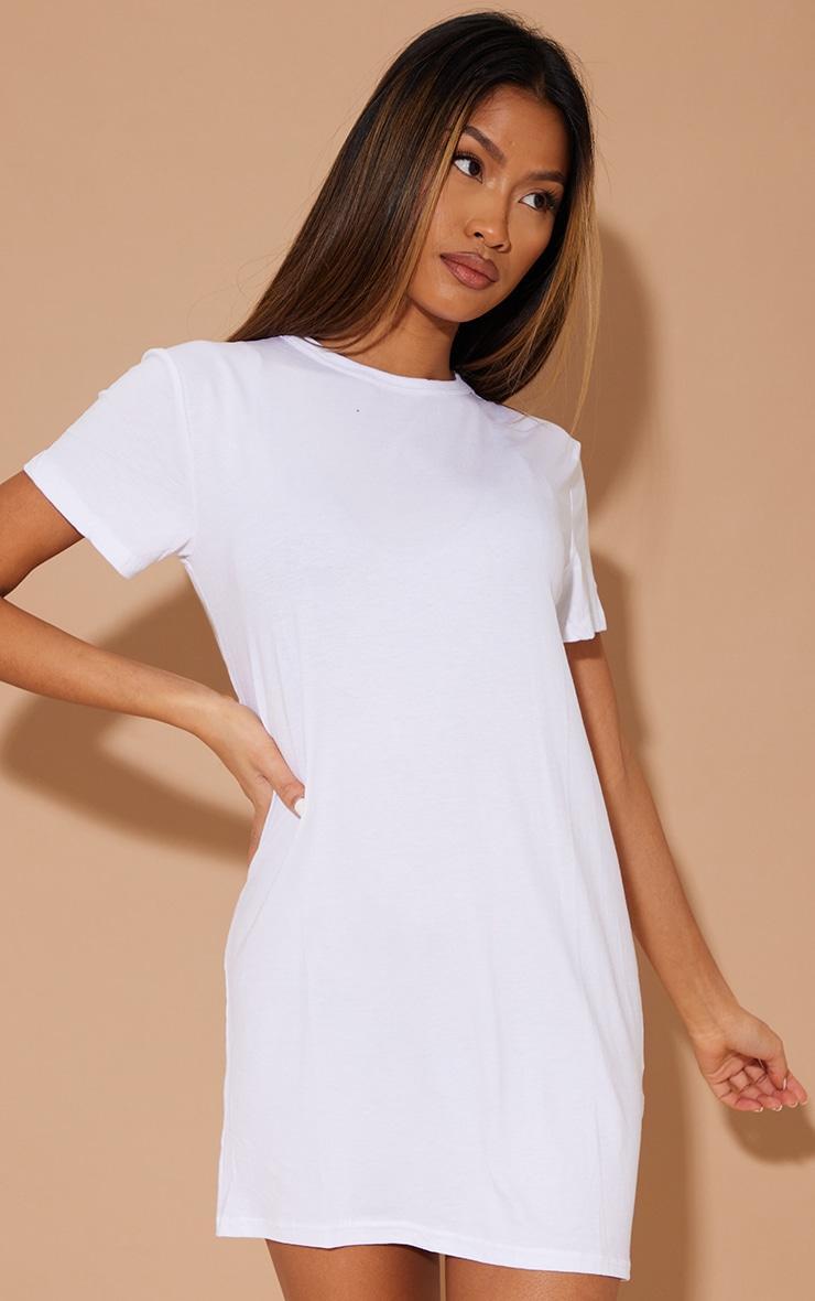 Basic White Short Sleeve T Shirt Dress Product Image